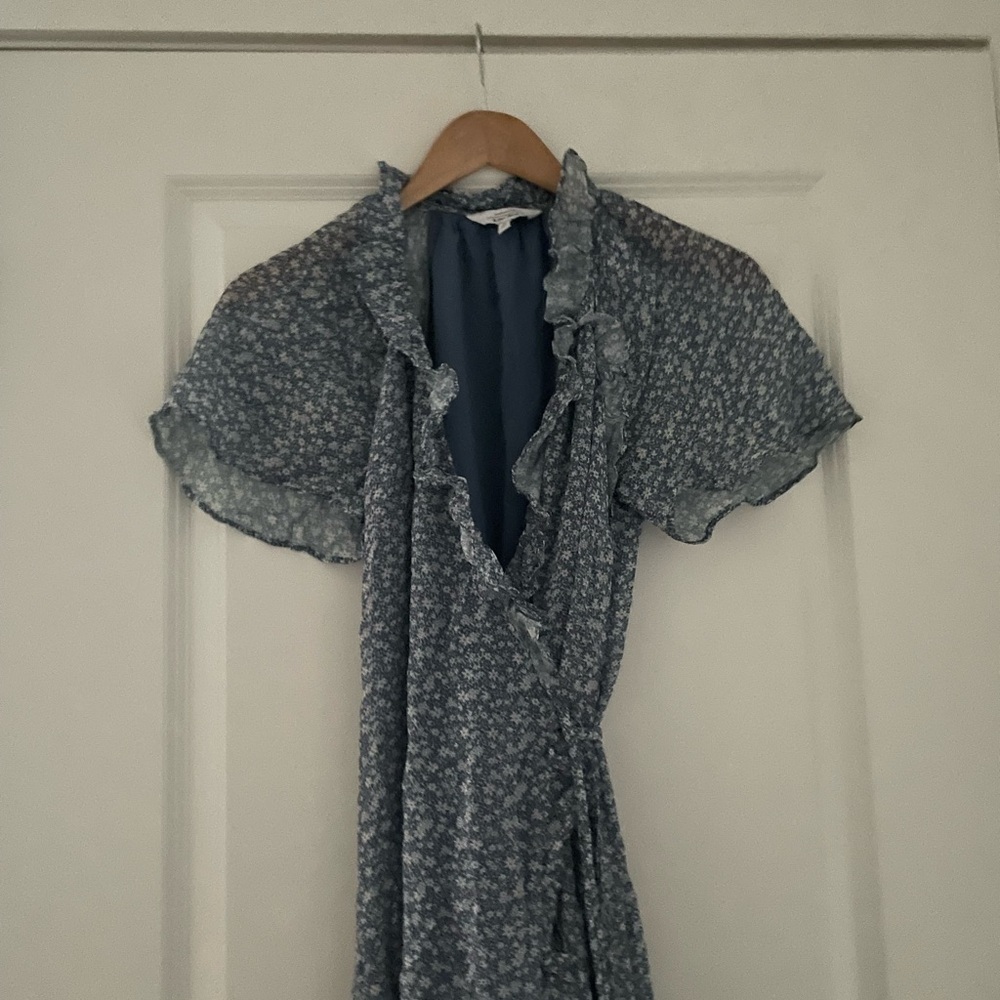 & Other Stories Floral Print Chiffon Ruffle Maxi Dress Hydrangea - Picture 8 of 10